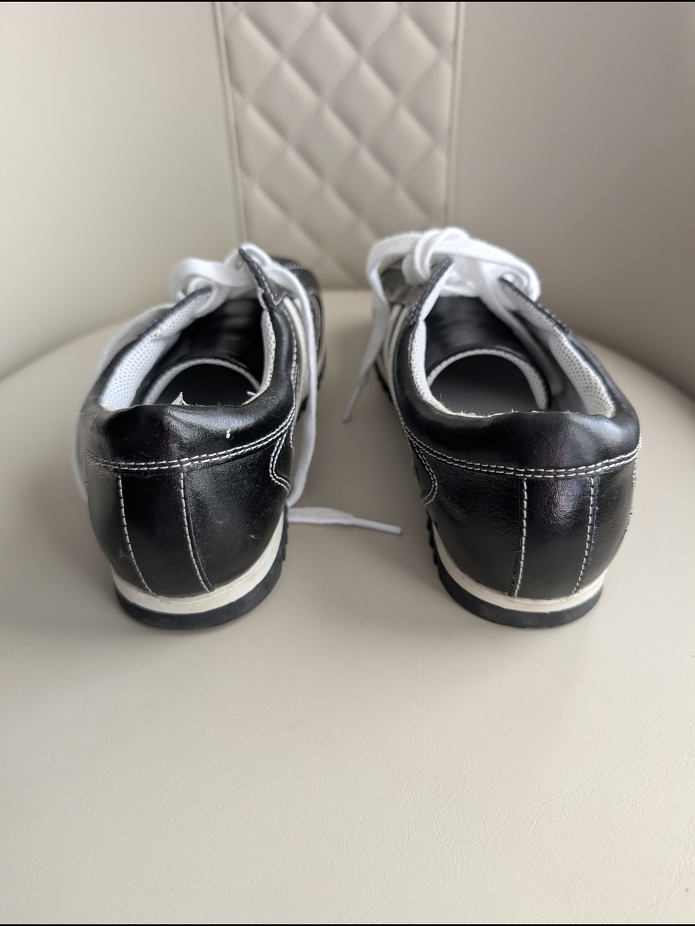 Steve Madden  Nelani Brin Black Y2K Leather Lace-Up Sneakers with White Stripes - Picture 3 of 5